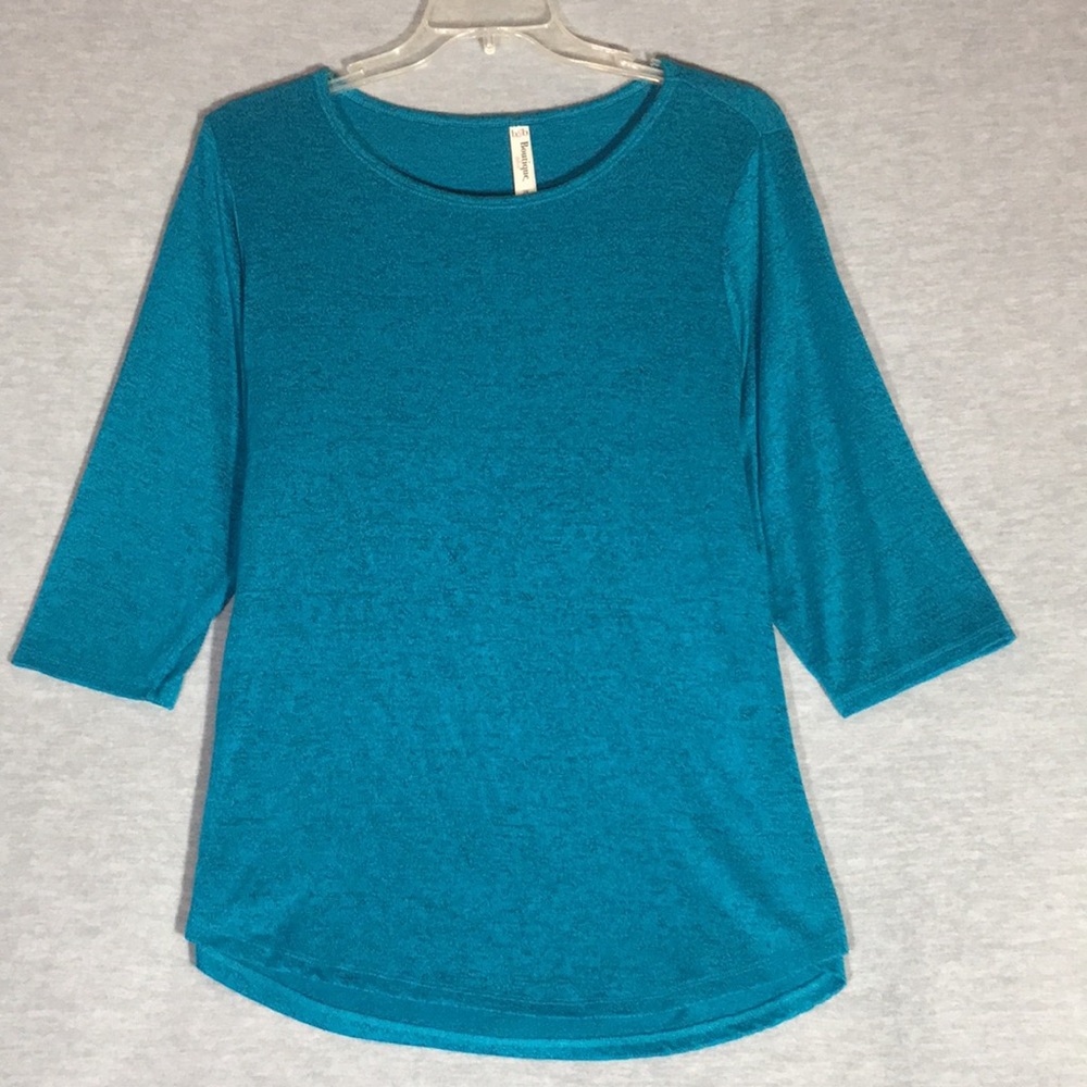 B & B BOUTIQUE Soft Summer Weight Stretchy Knit 3/4 Sleeve Long Line Tunic Top